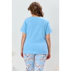Пижама женская "Узор-2" кулирка (р-ры: 48-58) голубой