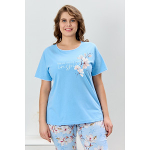 Пижама женская "Узор-2" кулирка (р-ры: 48-58) голубой