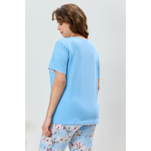 Пижама женская "Узор-2" кулирка (р-ры: 48-58) голубой