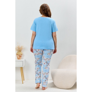 Пижама женская "Узор-2" кулирка (р-ры: 48-58) голубой