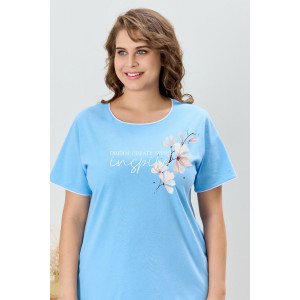 Пижама женская "Узор-2" кулирка (р-ры: 48-58) голубой