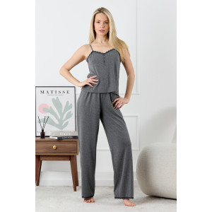 Пижама женская "Рива-2" кулирка с лайкрой (р-ры: 44-54) темно-серый меланж