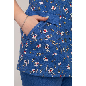 Костюм двойка женский К-311 "Холли" кулирка (р-ры: 48-62) цветок голубой