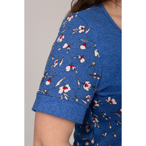 Костюм двойка женский К-311 "Холли" кулирка (р-ры: 48-62) цветок голубой