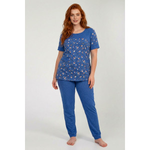 Костюм двойка женский К-311 "Холли" кулирка (р-ры: 48-62) цветок голубой