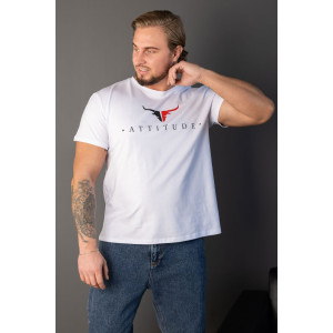 Футболка мужская 2164/1 кулирка с лайкрой (р-ры: 48-58) белый-бык