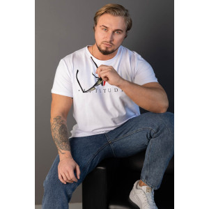 Футболка мужская 2164/1 кулирка с лайкрой (р-ры: 48-58) белый-бык