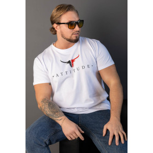 Футболка мужская 2164/1 кулирка с лайкрой (р-ры: 48-58) белый-бык