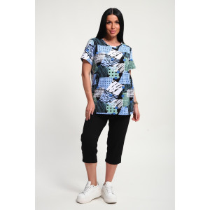 Костюм двойка женский 01073 кулирка (р-ры: 50-62) голубой