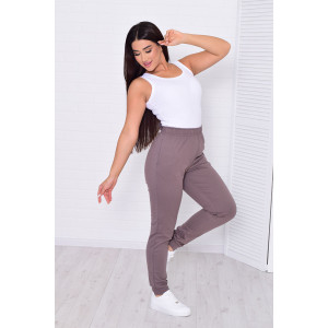 Брюки женские 8046в футер 2-х нитка (последний размер) капучино 48