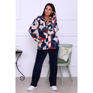 Толстовка женская "Форсаж" велюр (последний размер) ромбы красные 48,50,62