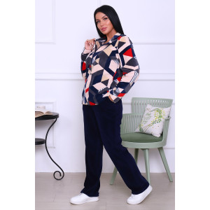 Толстовка женская "Форсаж" велюр (последний размер) ромбы красные 48,50,62