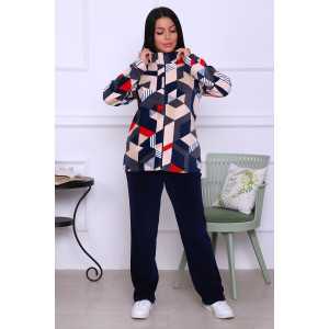 Толстовка женская "Форсаж" велюр (последний размер) ромбы красные 48,50,62