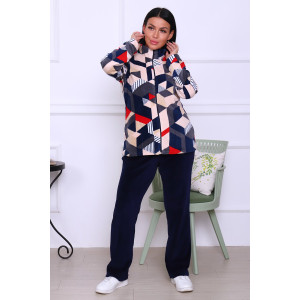 Толстовка женская "Форсаж" велюр (последний размер) ромбы красные 48,50,62