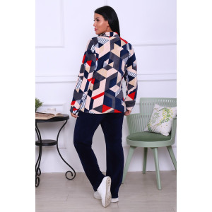 Толстовка женская "Форсаж" велюр (последний размер) ромбы красные 48,50,62