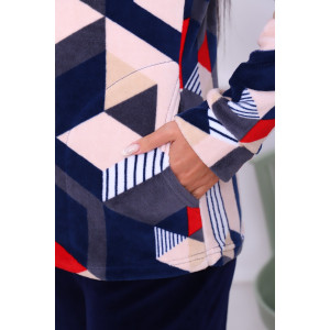 Толстовка женская "Форсаж" велюр (последний размер) ромбы красные 48,50,62