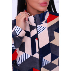 Толстовка женская "Форсаж" велюр (последний размер) ромбы красные 48,50,62