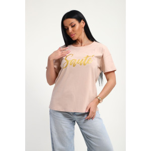 Футболка женская №85662 кулирка (р-ры: 46-56) бежевый