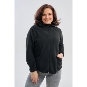 Толстовка женская №75011 флис (р-ры: 46-56) черный