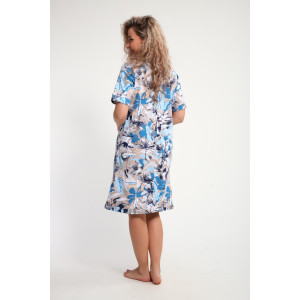 Халат женский ХЖ-01 кулирка (р-ры: 48-56) голубые цветы