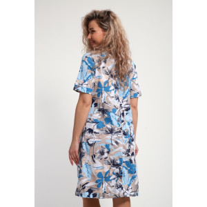 Халат женский ХЖ-01 кулирка (р-ры: 48-56) голубые цветы