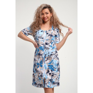 Халат женский ХЖ-01 кулирка (р-ры: 48-56) голубые цветы