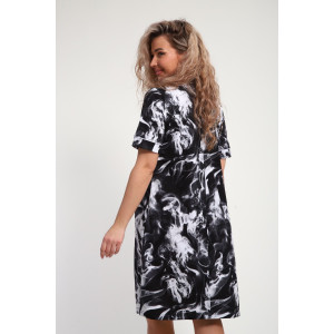 Халат женский ХЖ-01 кулирка (р-ры: 48-56) черный-белый дым