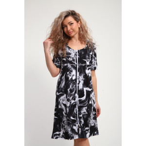 Халат женский ХЖ-01 кулирка (р-ры: 48-56) черный-белый дым