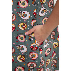 Халат женский ХЖ-01 кулирка (р-ры: 48-56) пончики зеленый Халат женский ХЖ-01 кулирка (р-ры: 48-56) пончики зеленый