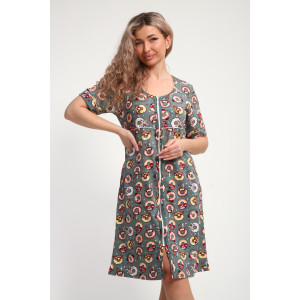 Халат женский ХЖ-01 кулирка (р-ры: 48-56) пончики зеленый Халат женский ХЖ-01 кулирка (р-ры: 48-56) пончики зеленый