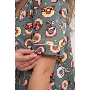 Халат женский ХЖ-01 кулирка (р-ры: 48-56) пончики зеленый Халат женский ХЖ-01 кулирка (р-ры: 48-56) пончики зеленый