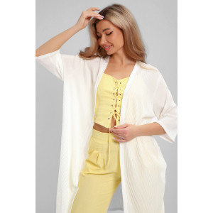 Кардиган женский №32744 атлас стрейч (р-ры: 48-58) молочный