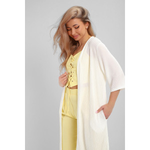 Кардиган женский №32744 атлас стрейч (р-ры: 48-58) молочный