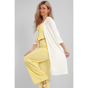 Кардиган женский №32744 атлас стрейч (р-ры: 48-58) молочный