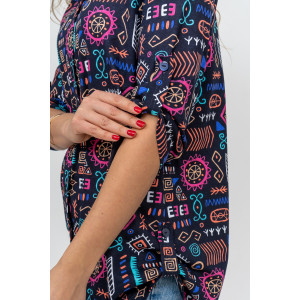 Туника женская №36689 кулирка (р-ры: 46-60) сине-розовый Туника женская №36689 кулирка (р-ры: 46-60) сине-розовый