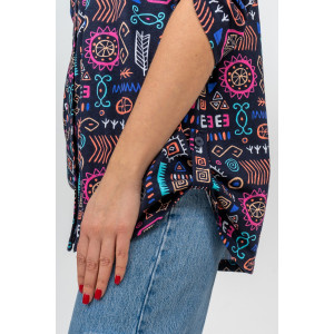 Туника женская №36689 кулирка (р-ры: 46-60) сине-розовый Туника женская №36689 кулирка (р-ры: 46-60) сине-розовый