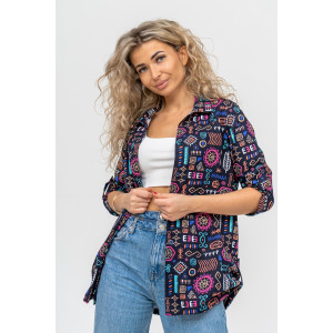 Туника женская №36689 кулирка (р-ры: 46-60) сине-розовый Туника женская №36689 кулирка (р-ры: 46-60) сине-розовый