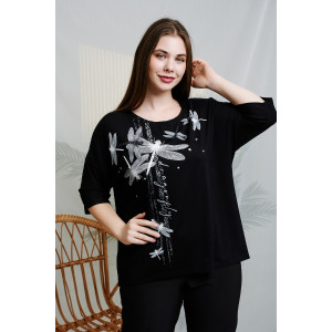 Туника женская №9185 вискоза пенье (р-ры: 48-64) черный Туника женская №9185 вискоза пенье (р-ры: 48-64) черный