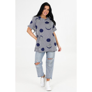 Туника женская №6087 кулирка (р-ры: 48-74) синяя полоска Туника женская №6087 кулирка (р-ры: 48-74) синяя полоска