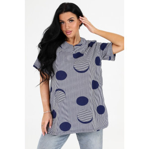 Туника женская №6087 кулирка (р-ры: 48-74) синяя полоска Туника женская №6087 кулирка (р-ры: 48-74) синяя полоска