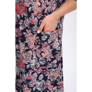 Халат женский Х-00372 кулирка (р-ры: 48-70) темно-синий-красный