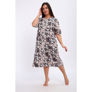 Халат женский Х-00372 кулирка (р-ры: 48-70) бежевый-серый Халат женский Х-00372 кулирка (р-ры: 48-70) бежевый-серый