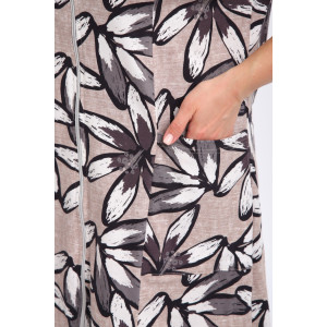 Халат женский Х-00372 кулирка (р-ры: 48-70) бежевый-серый Халат женский Х-00372 кулирка (р-ры: 48-70) бежевый-серый