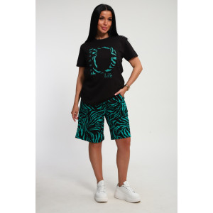 Костюм двойка женский КД-00453 кулирка (р-ры: 42-60) черный-изумрудный