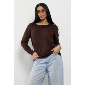 Лонгслив женский "Мия" 1259-2 полиэстер с лайкрой (р-ры: 50-60) шоколад