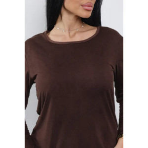 Лонгслив женский "Мия" 1259-2 полиэстер с лайкрой (р-ры: 50-60) шоколад
