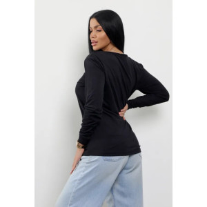 Лонгслив женский "Мия" 1259-1 полиэстер с лайкрой (р-ры: 50-60) черный