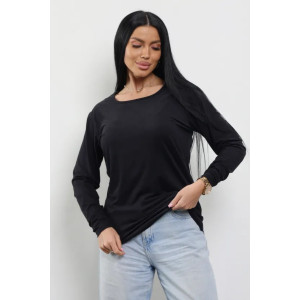 Лонгслив женский "Мия" 1259-1 полиэстер с лайкрой (р-ры: 50-60) черный