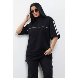 Футболка женская "Спорт 2" 807-2 футер 2-х нитка (р-ры: 42-52) черный