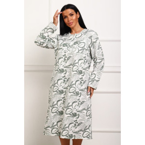 Сорочка женская "Нежность" футер (р-ры: 48-62) зеленый листья